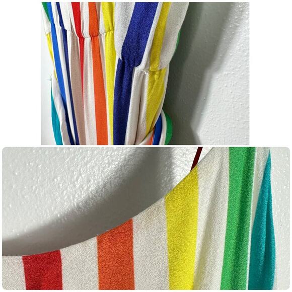 Alice & Olivia Dress Janan Rainbow Striped Maxi Belted Sleeveless Maximalist 8 - Picture 7 of 14
